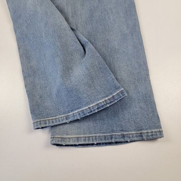 Free People High Rise Wide Leg Blue Denim Floral Jeans Sz 27 Embroidered Boho - Picture 6 of 11